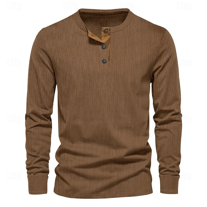 Foster | Ribbed Long-Sleeve Henley Shirt