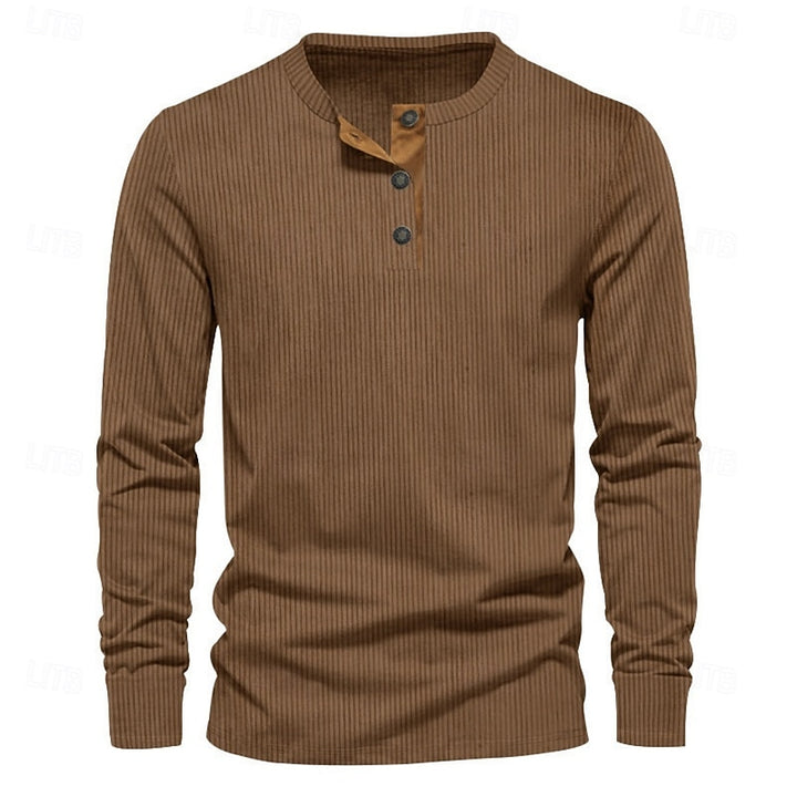 Foster | Ribbed Long-Sleeve Henley Shirt