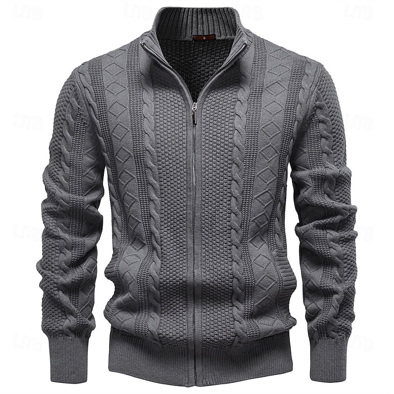 Clive | Cable-Knit Zip-Up Cardigan