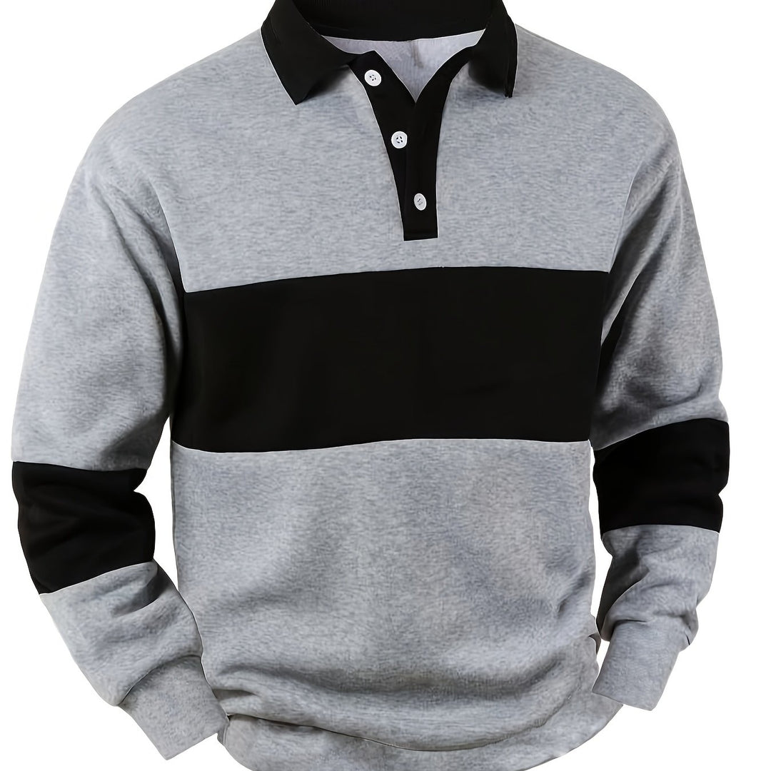 Nolan | Colour-Block Long Sleeve Polo Shirt
