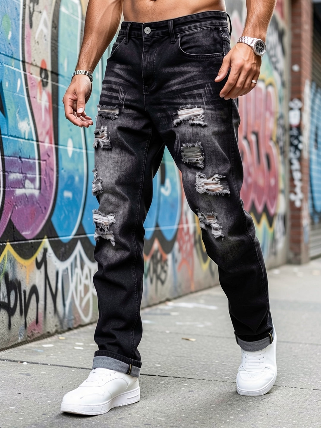 Kingsley | Rugged Distressed Straight Jeans
