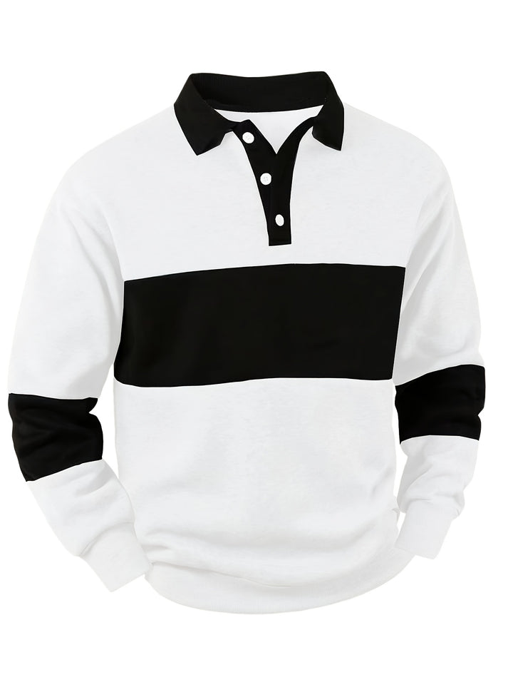 Nolan | Colour-Block Long Sleeve Polo Shirt