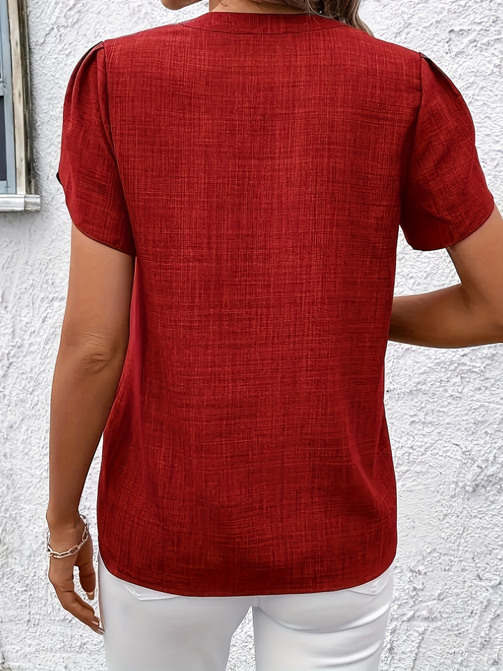 Cora | Petal-Sleeve Notched Blouse