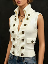 Marguerite | Structured High-Collar Zip Waistcoat