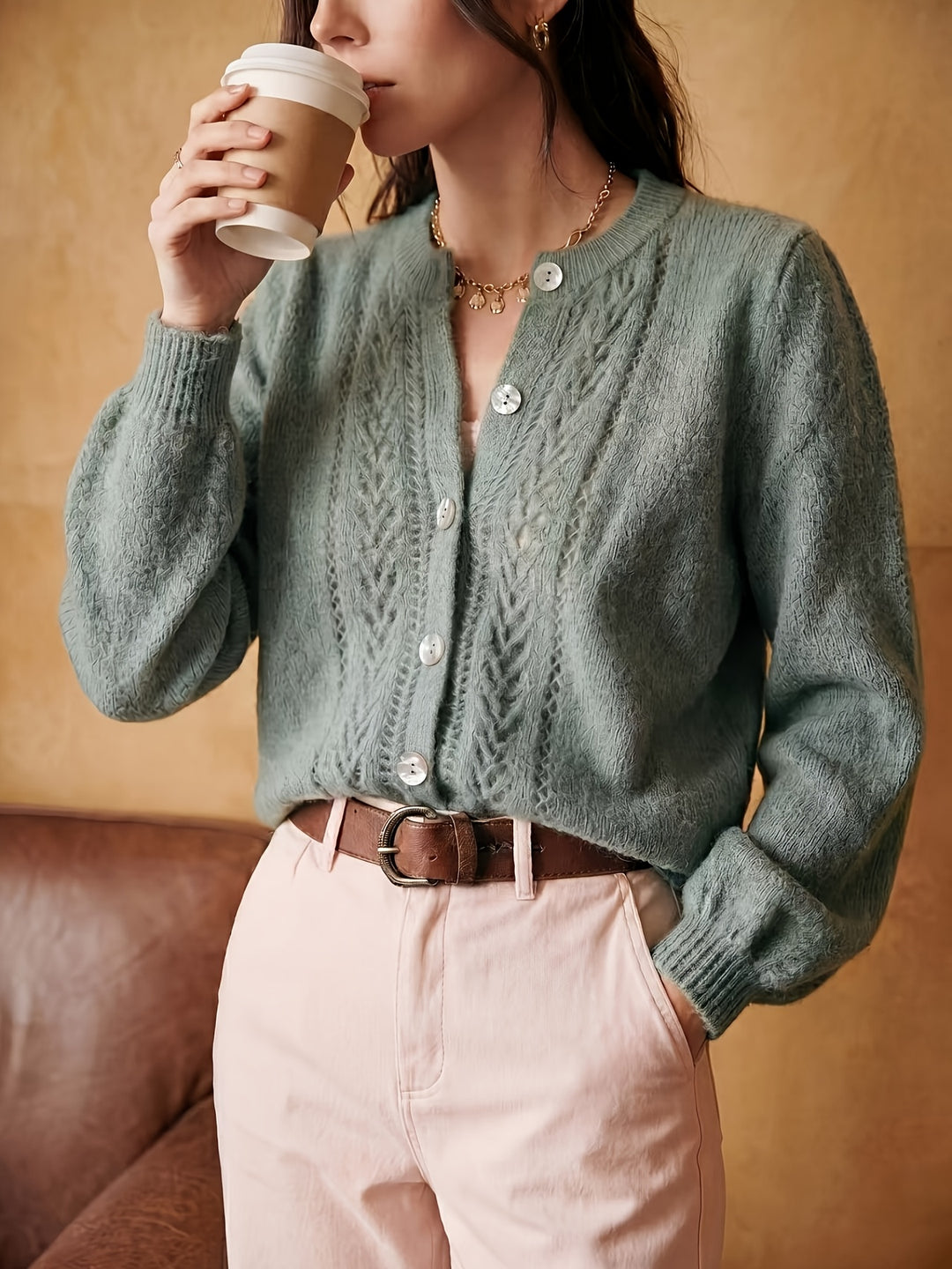 Clementine | Openwork Round-Neck Cardigan