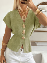 Heather | Button-Front Short-Sleeve Cardigan