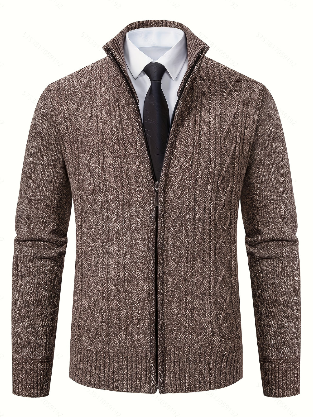 Edmund | Textured Stand-Collar Zip Cardigan