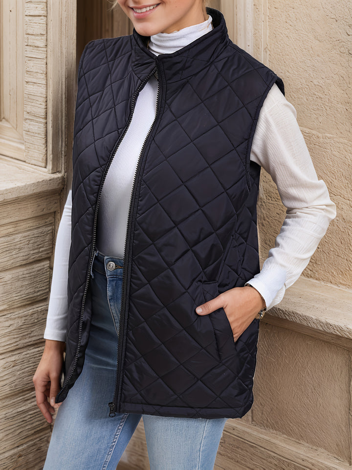 Corinne | Diamond-Quilted Longline Gilet