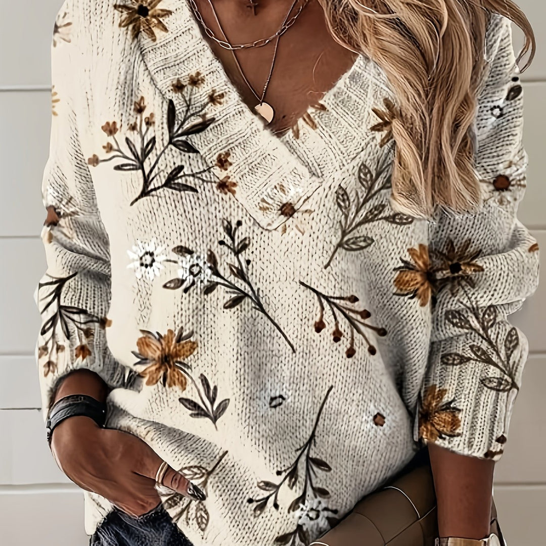 Saskia | Floral V-Neck Jumper