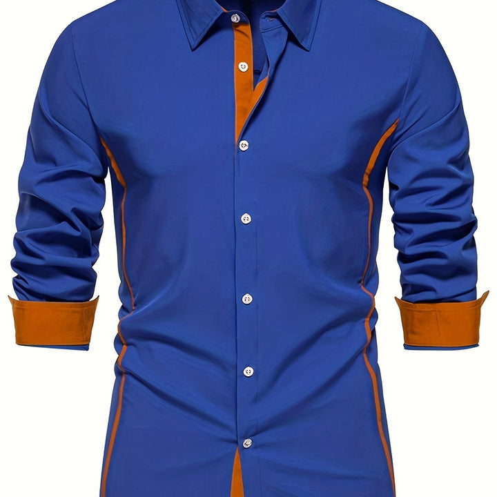 Dorian | Contrast-Trim Long Sleeve Shirt