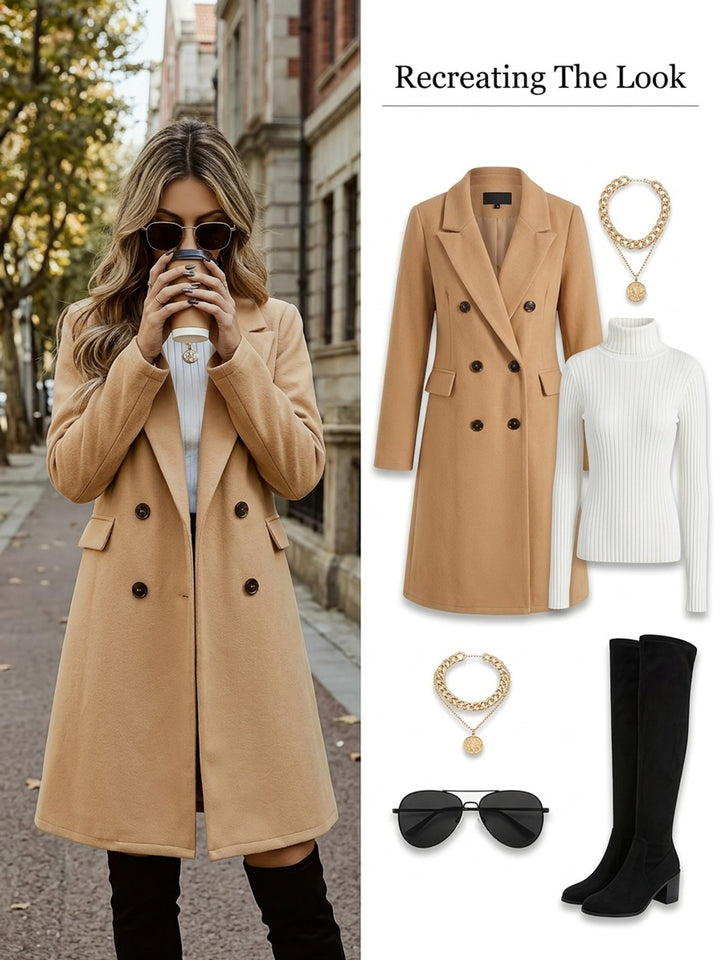 Celeste | Double-Breasted Mid-Length Coat
