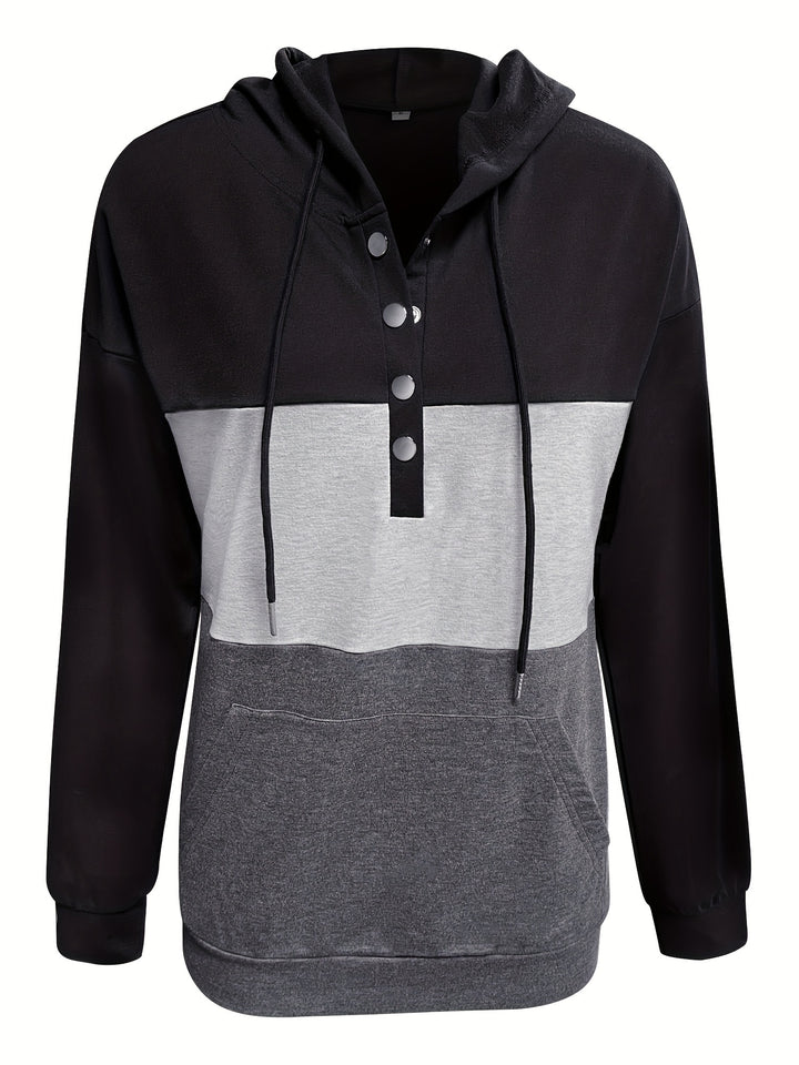 Tamsin | Colour Block Button Hoodie