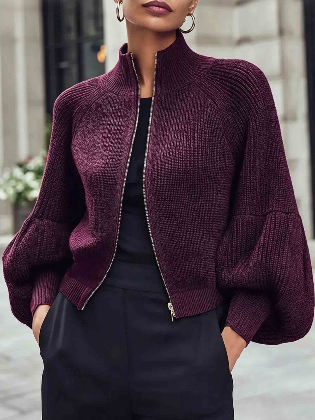Anthea | Cropped Zip-Up Cardigan