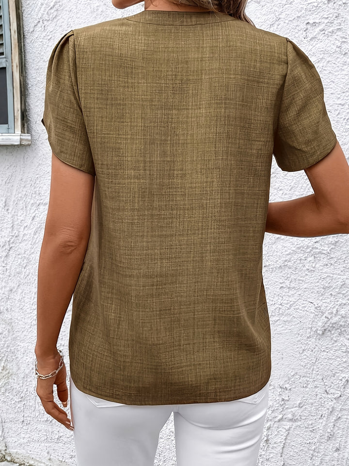 Cora | Petal-Sleeve Notched Blouse