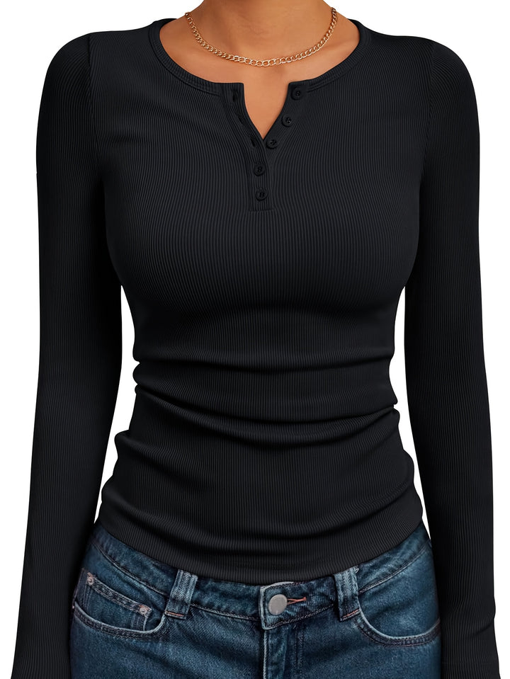Brynn | Fitted Button Henley Top
