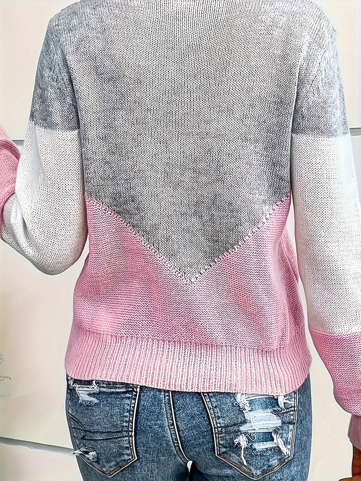 Lydia | Colour-Block V-Neck Sweater