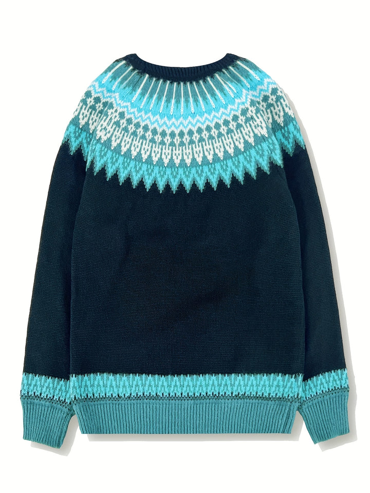Sylvia | Chunky Jacquard Round Neck Sweater