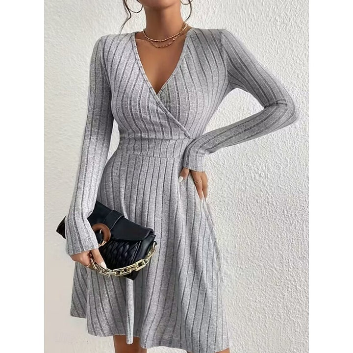 Aurelia | Ribbed Wrap-Front A-Line Dress