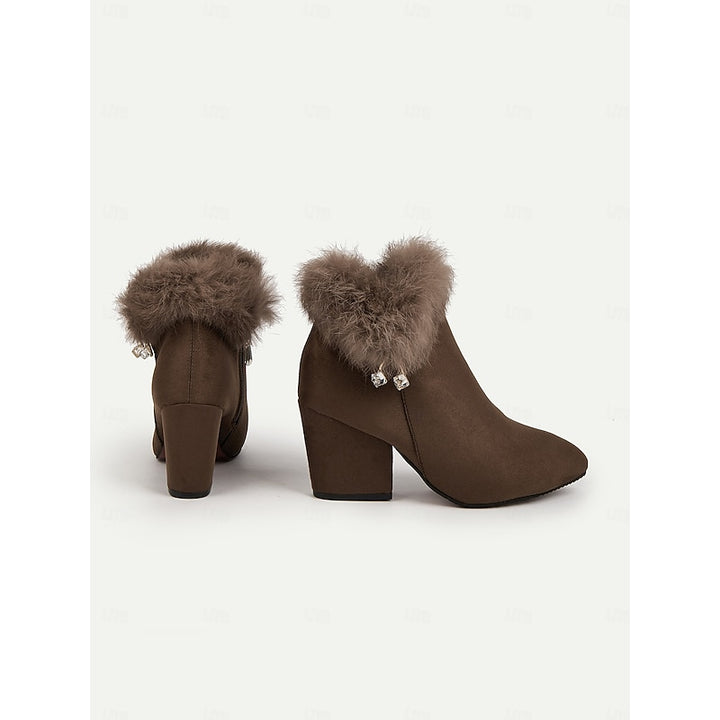Pearl | Fur-Trimmed Block Heel Ankle Boots