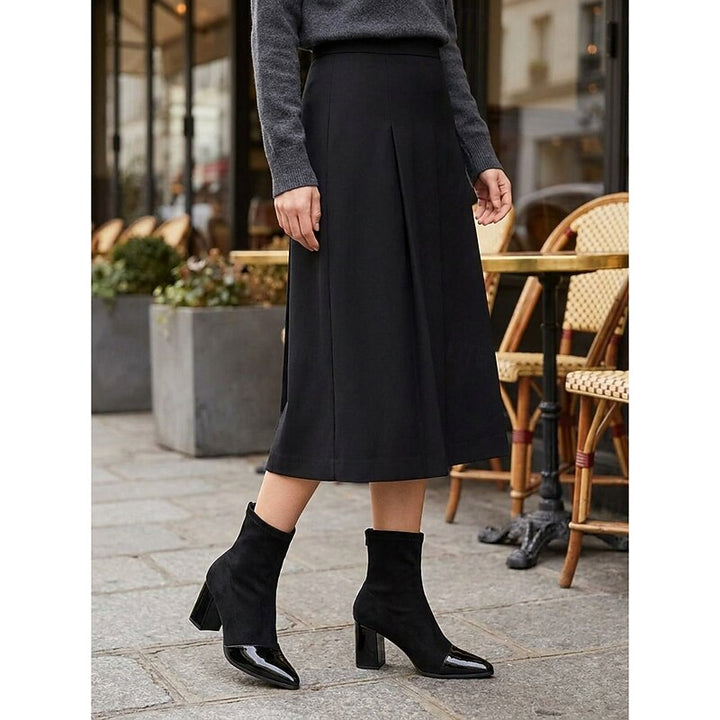 Lucia | Sleek Cap-Toe Chunky Heel Ankle Boots