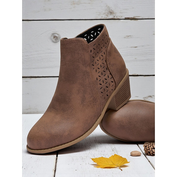 Adrienne | Cutout Block-Heel Ankle Boots