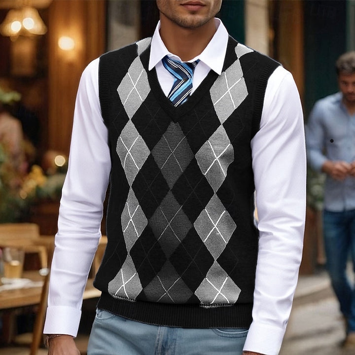 Gabriel | Argyle V-Neck Sweater Vest