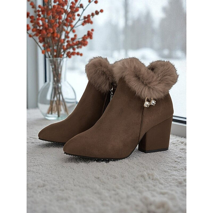 Pearl | Fur-Trimmed Block Heel Ankle Boots