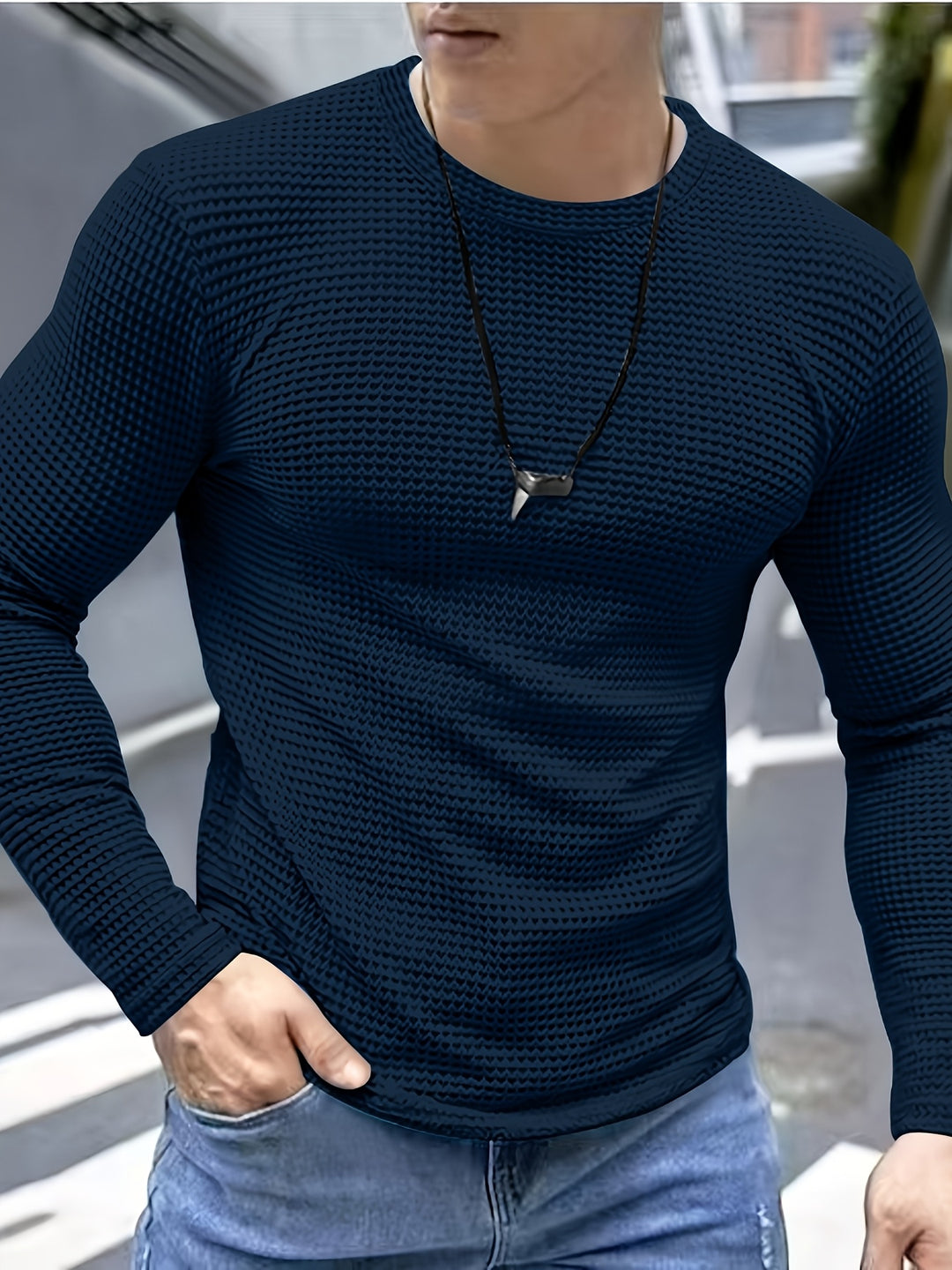 Frederick | Textured Waffle-Knit Long Sleeve Top