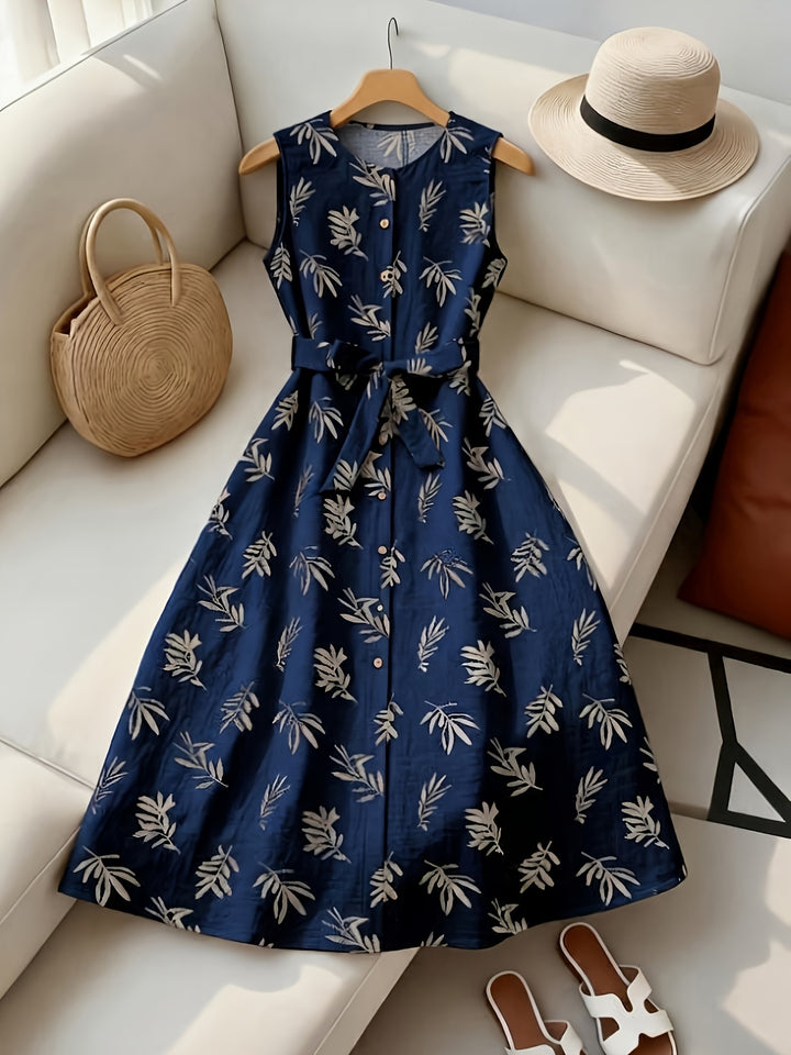 Constance | Belted Sleeveless Midi Dress