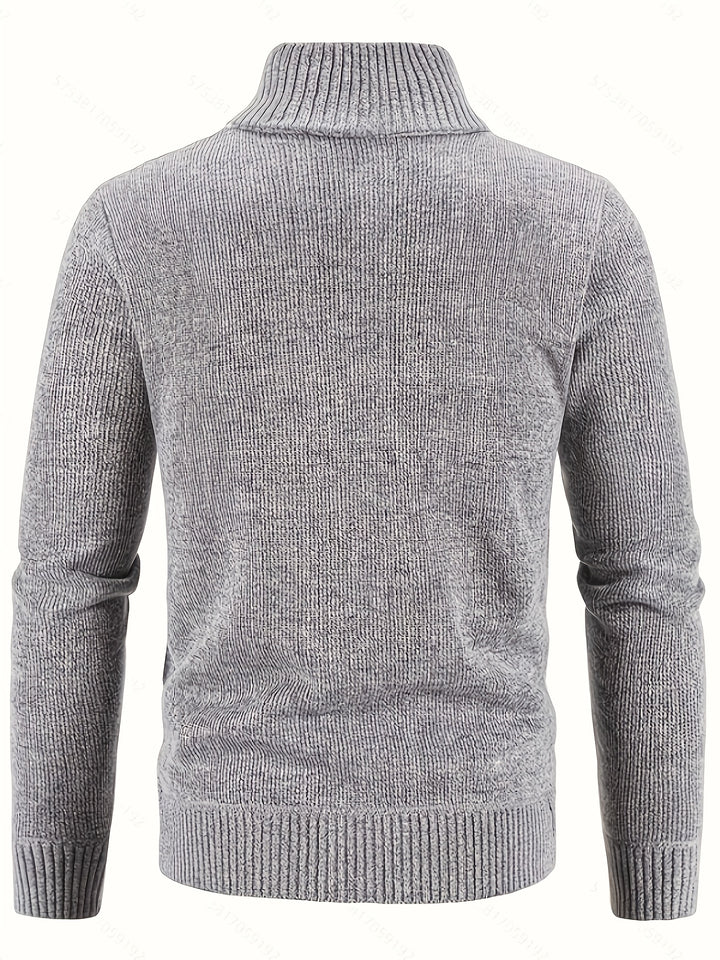 Edmund | Textured Stand-Collar Zip Cardigan