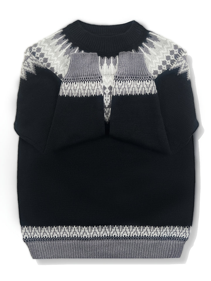 Sylvia | Chunky Jacquard Round Neck Sweater