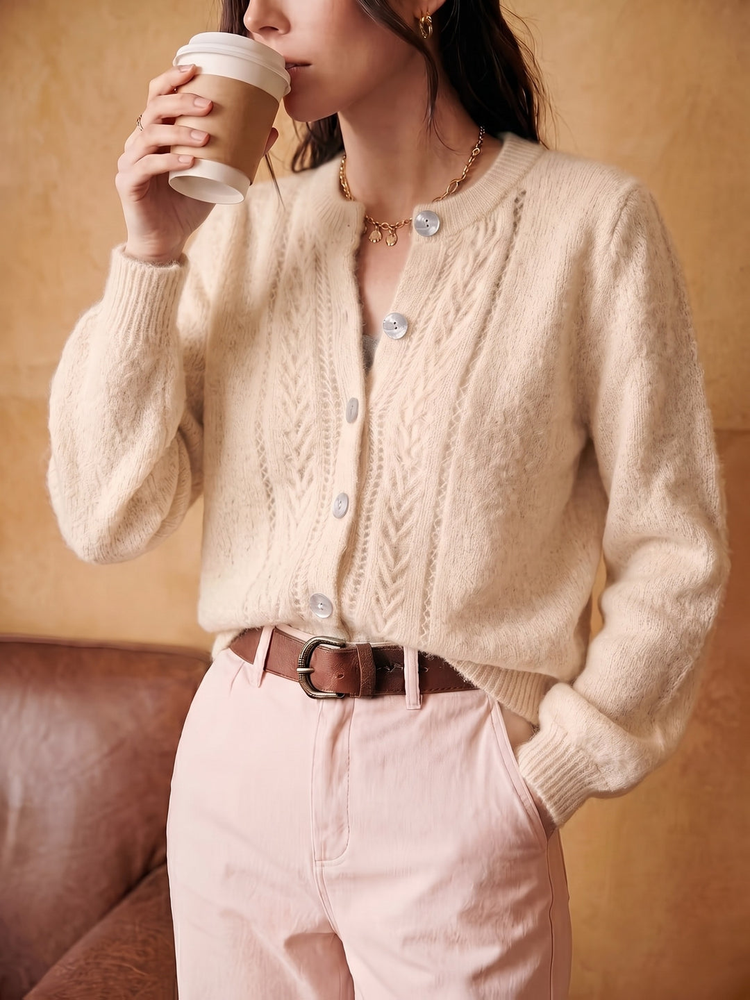 Clementine | Openwork Round-Neck Cardigan