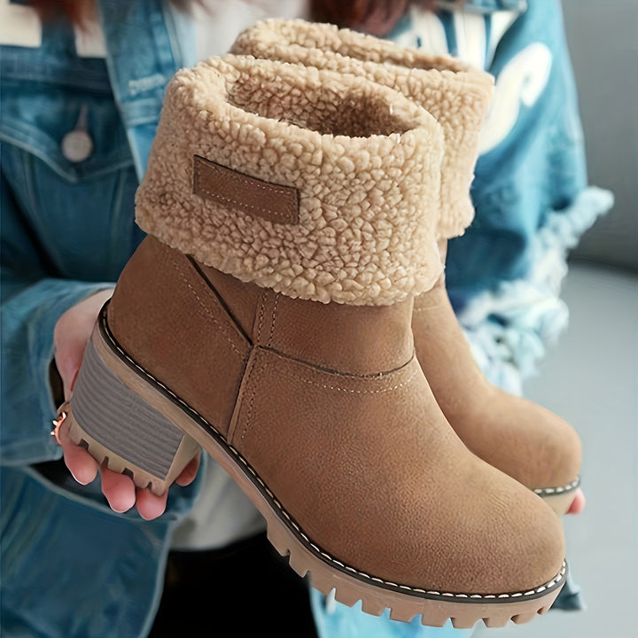 Priscilla | Cosy Cuffed Block-Heel Ankle Boots