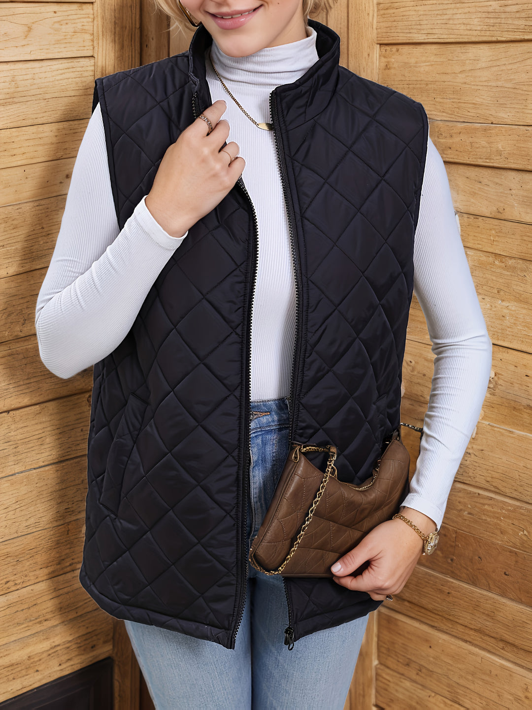Corinne | Diamond-Quilted Longline Gilet