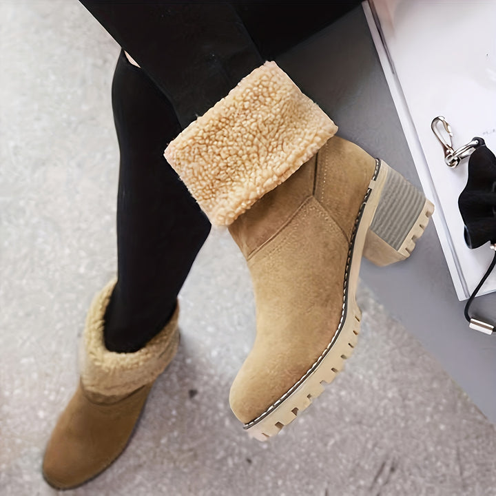 Priscilla | Cosy Cuffed Block-Heel Ankle Boots