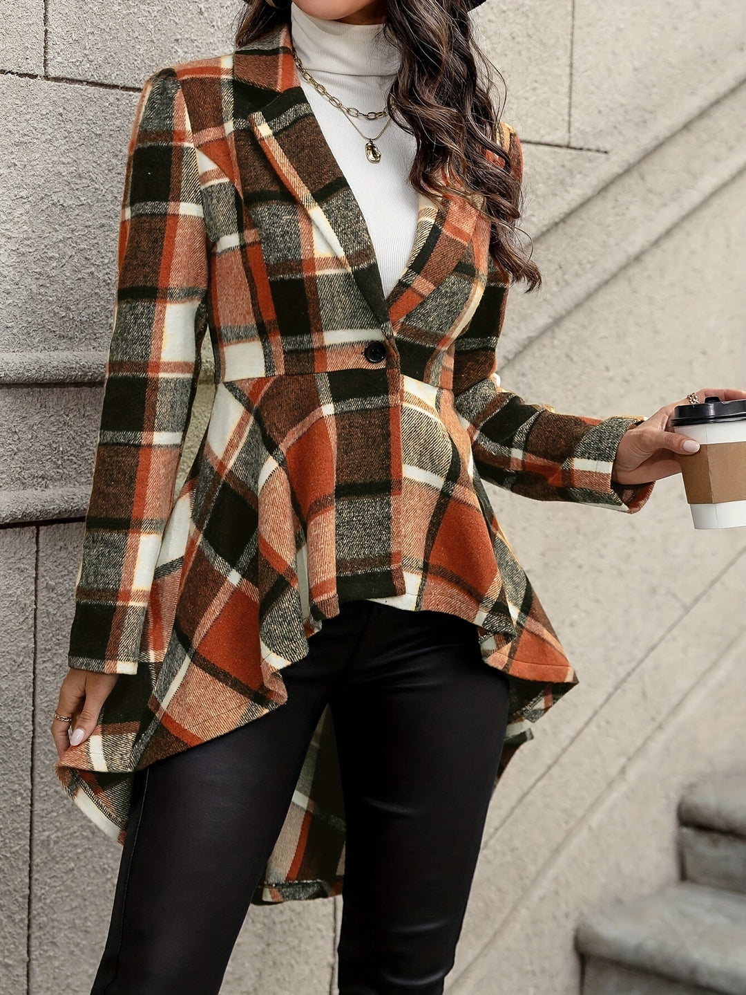 Marlena | Checked Peplum Jacket