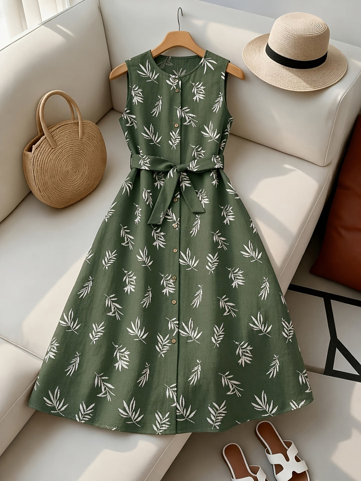 Constance | Belted Sleeveless Midi Dress