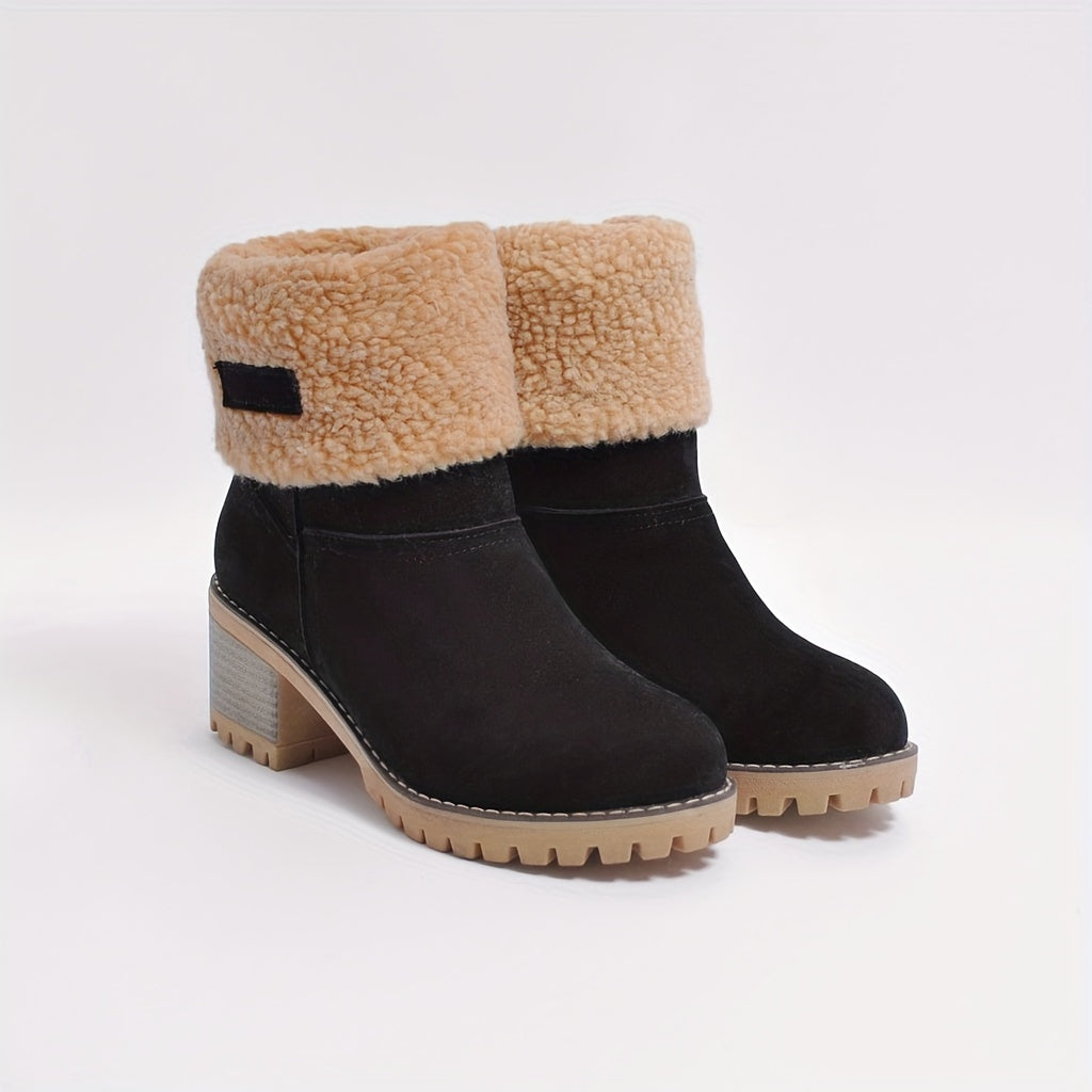 Priscilla | Cosy Cuffed Block-Heel Ankle Boots