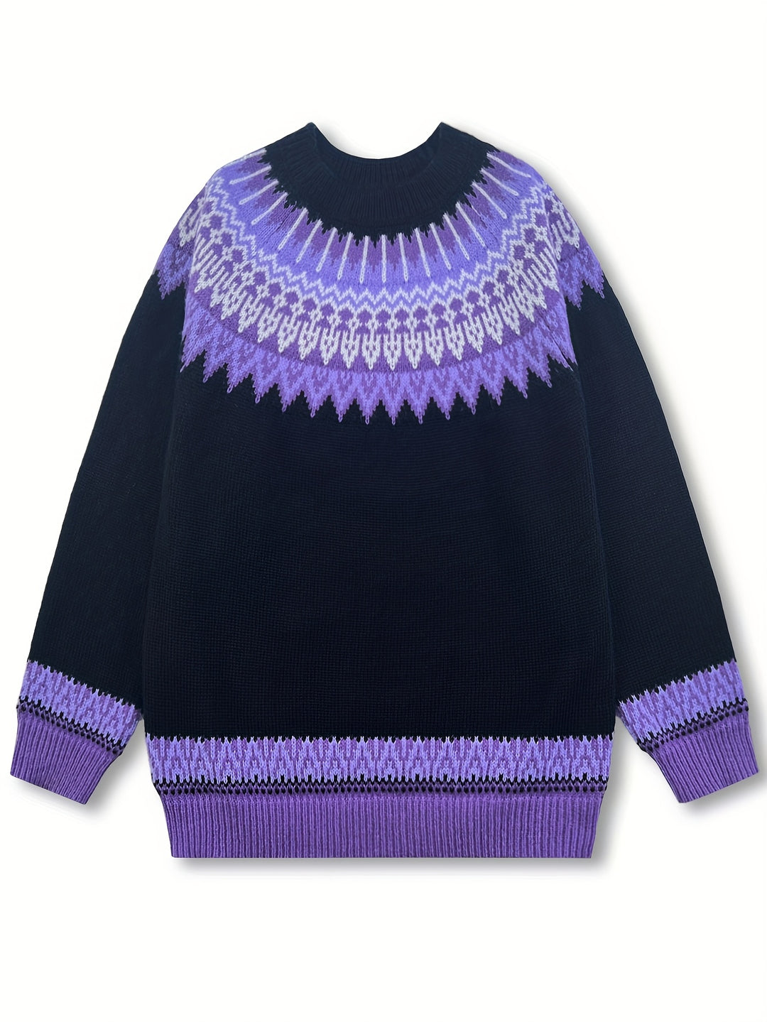 Sylvia | Chunky Jacquard Round Neck Sweater