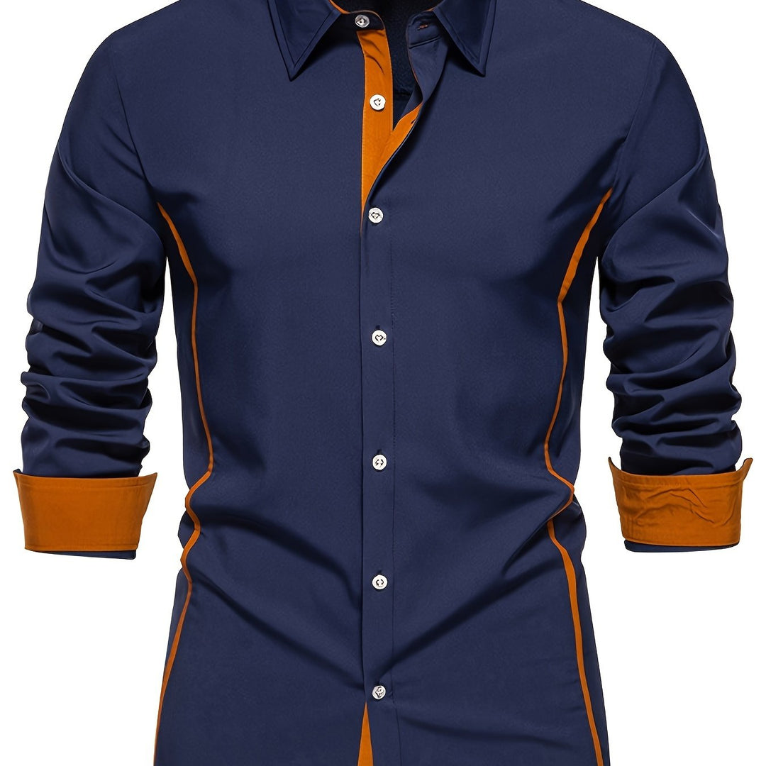 Dorian | Contrast-Trim Long Sleeve Shirt