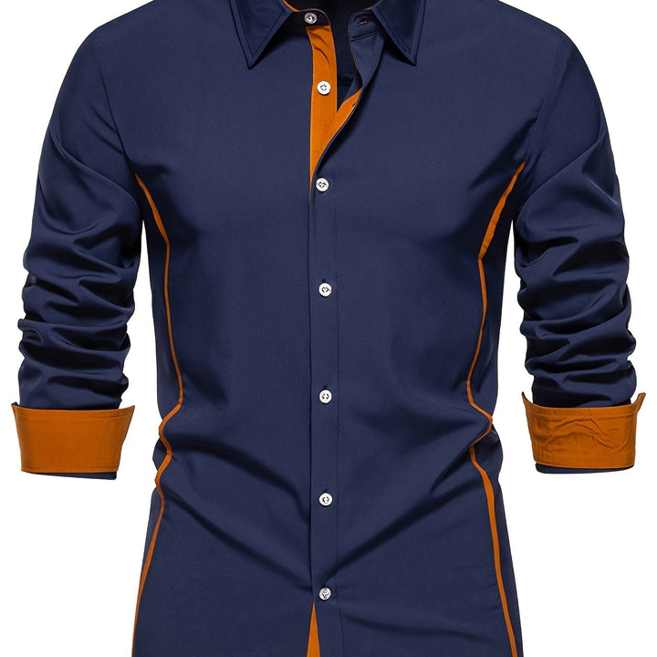 Dorian | Contrast-Trim Long Sleeve Shirt