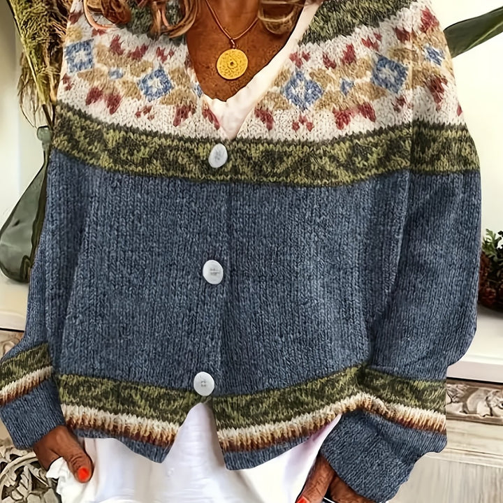 Fiona | Patterned Button-Front Cardigan