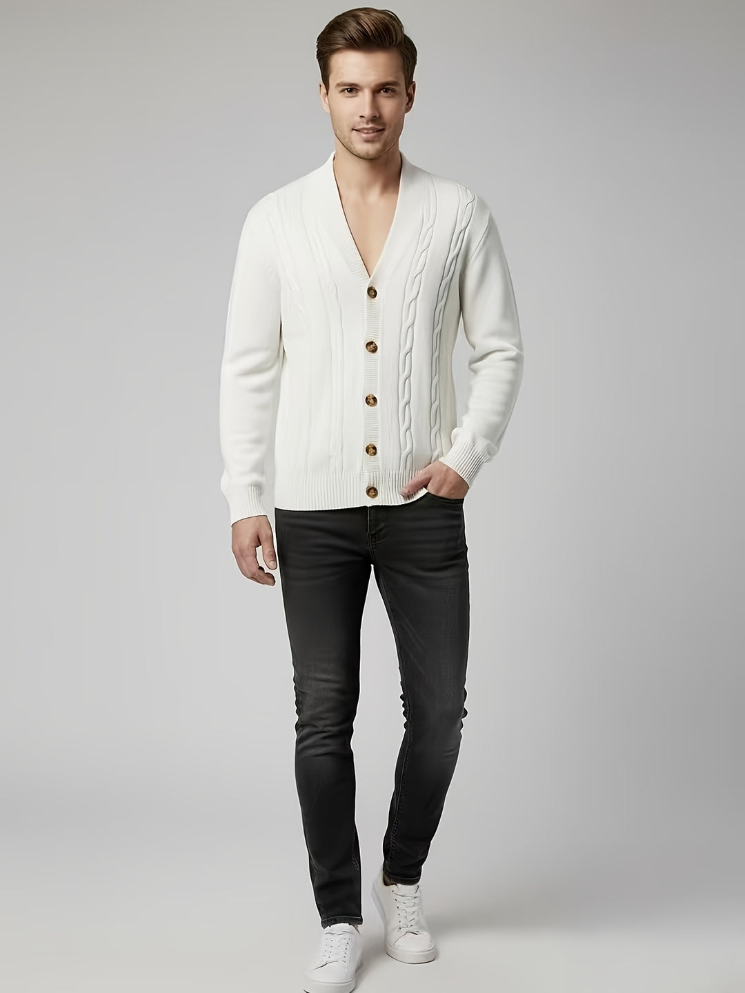 Donovan | Cable-Knit Button Cardigan