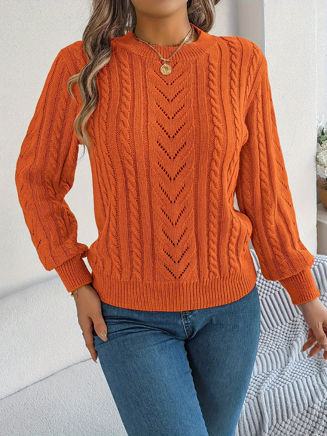 Heather | Textured Cable-Knit Jumper