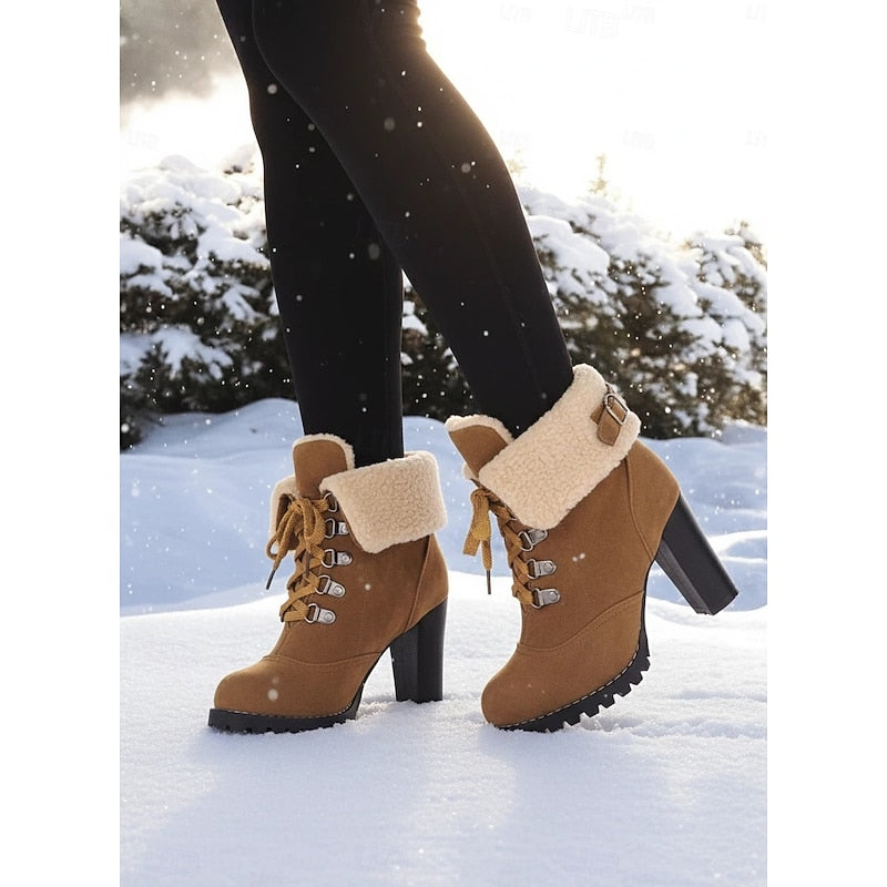 Ramona | Cosy Lace-Up Heeled Ankle Boots