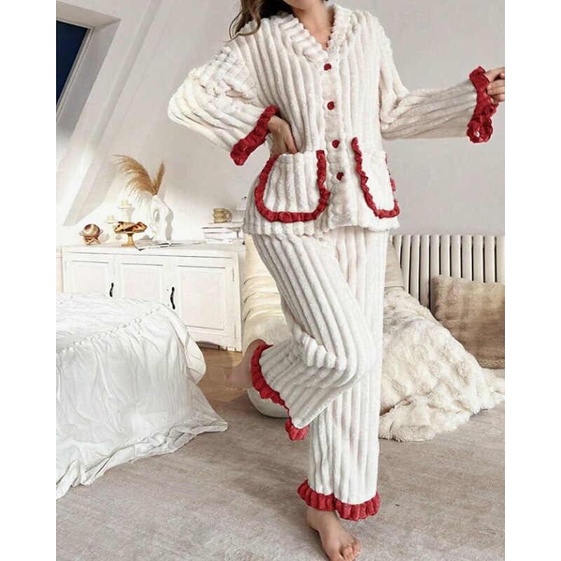 Cynthia | Ruffle-Trim Two-Piece Lounge Set