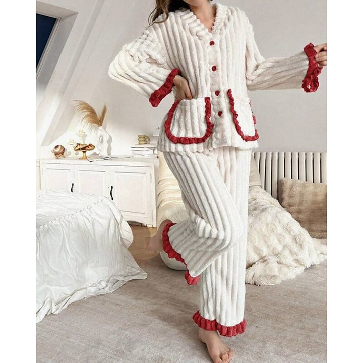 Cynthia | Ruffle-Trim Two-Piece Lounge Set