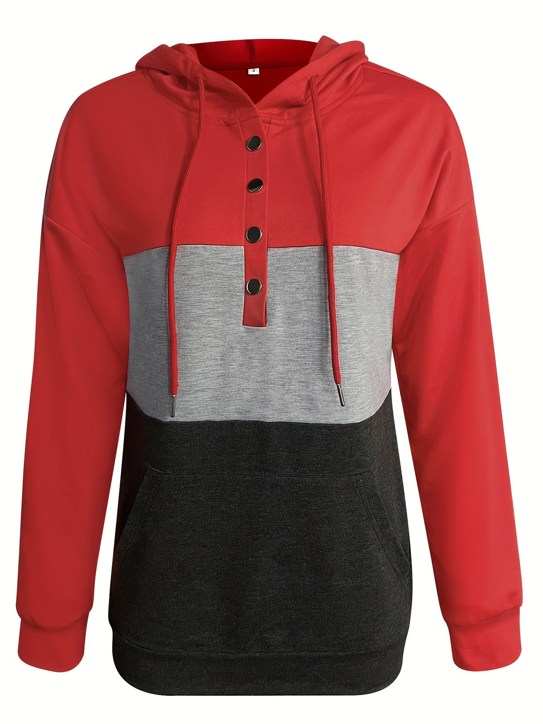 Tamsin | Colour Block Button Hoodie