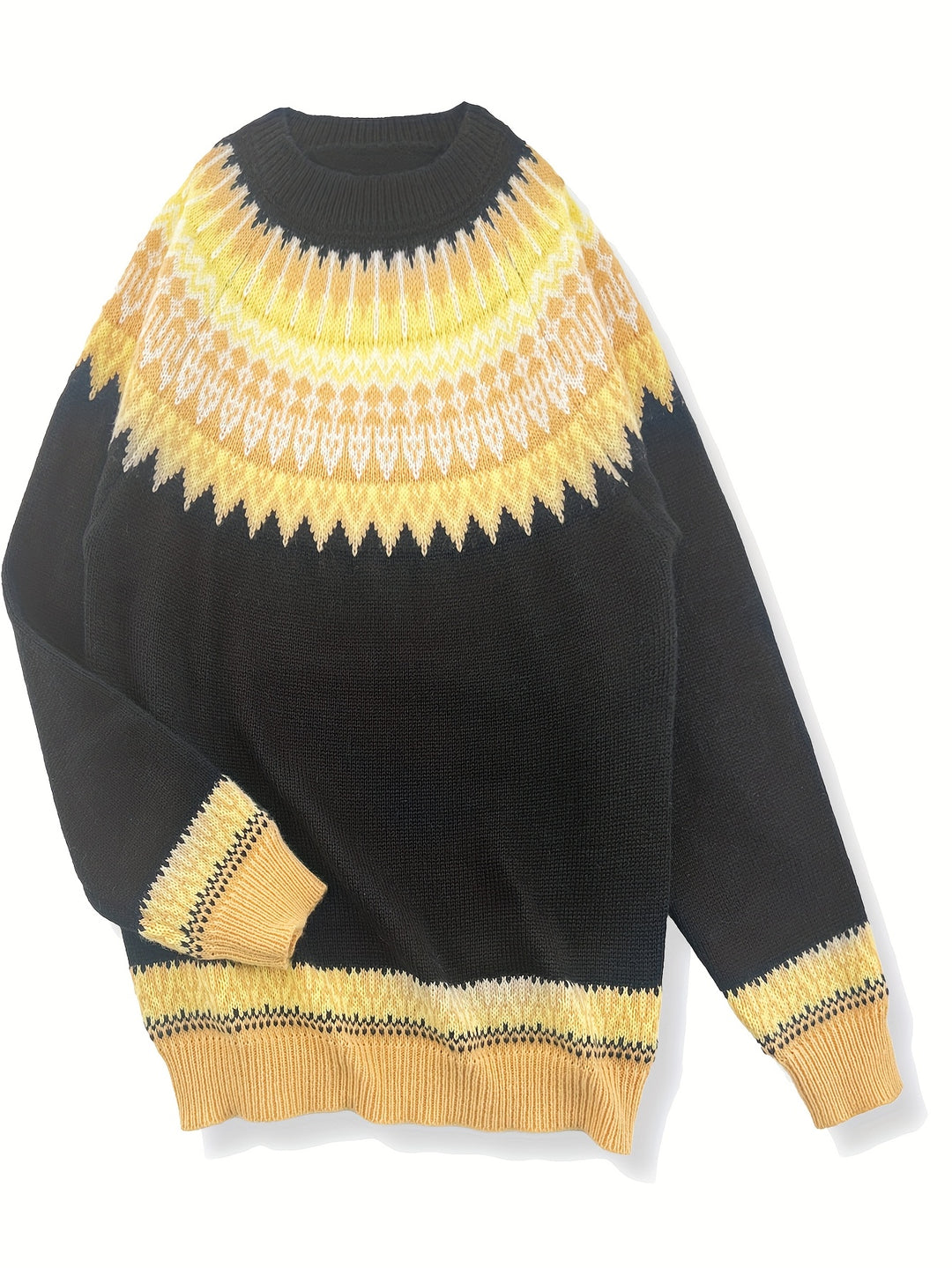 Sylvia | Chunky Jacquard Round Neck Sweater