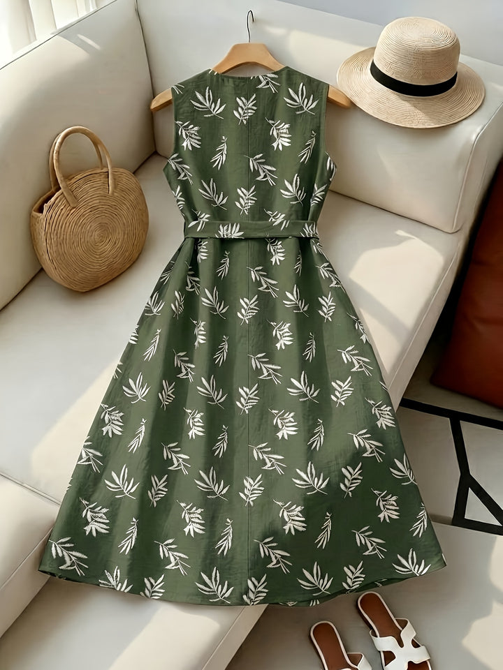 Constance | Belted Sleeveless Midi Dress